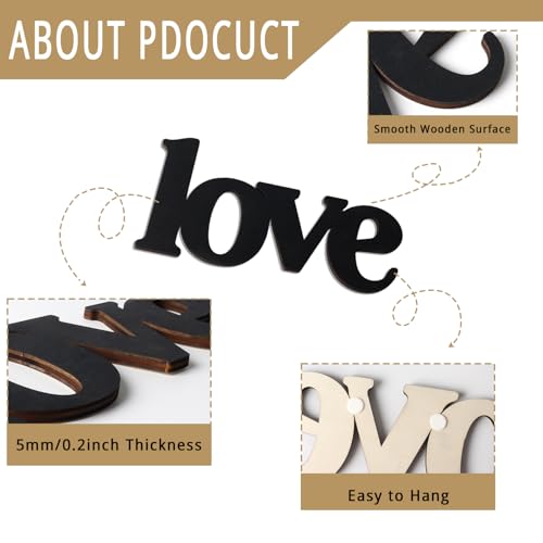 Longan Craft Love You Bye Sign Above Door Wooden Door Topper Decoration, Love You Bye Sign for Door Frame Corner Wall Décor Home Art Gift, Hallway Entryway Decorations Express Loves and Warm(Black Color with Heart) - Image 3