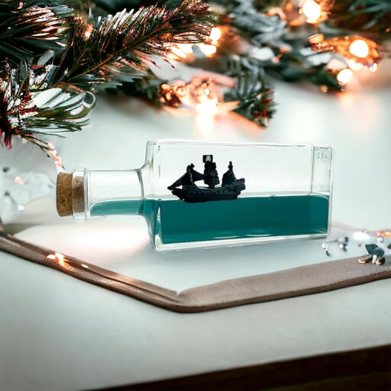 ZEshops Unsinkable Black Pearl Pirate Simulator - Wavey Boat in a Box Liquid Wave Cruise Fluid Ship Decoration - Ornament for Car, Desk, and Gifts (Black Pearl Cruise) - Image 2