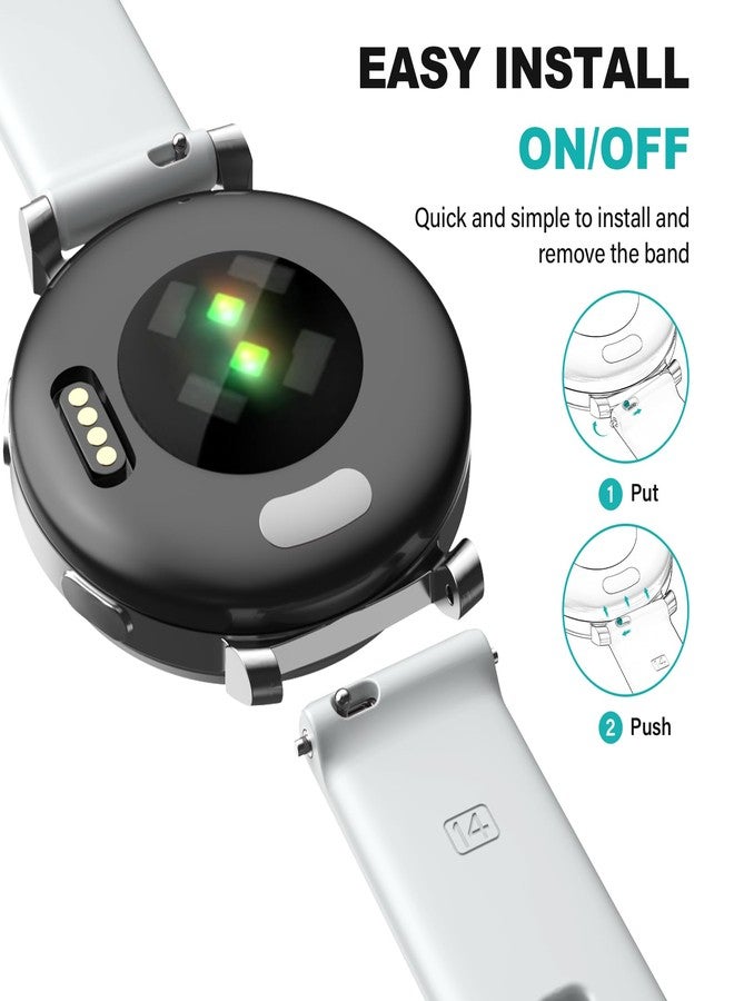 OVERSTEP Watch Band for Garmin Lily 2/Lily 2 Active, 14mm Quick Release Soft Silicone Replacement Bands, White - Image 5