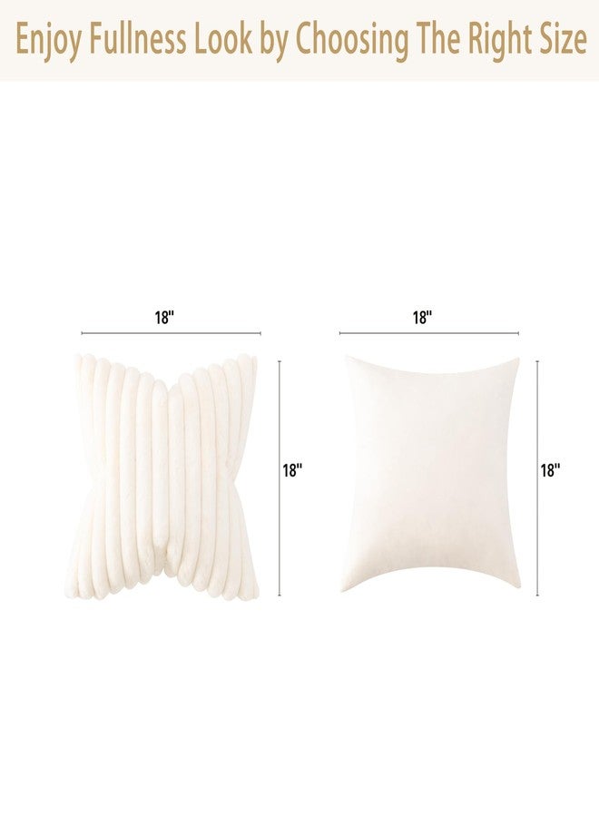 Volcanics Pack of 1 Double-Sided Faux Fur Plush Decorative Throw Pillow Covers 18x18 Inches Soft Fluffy Striped Couch Pillow Cases, Cream White - Image 5