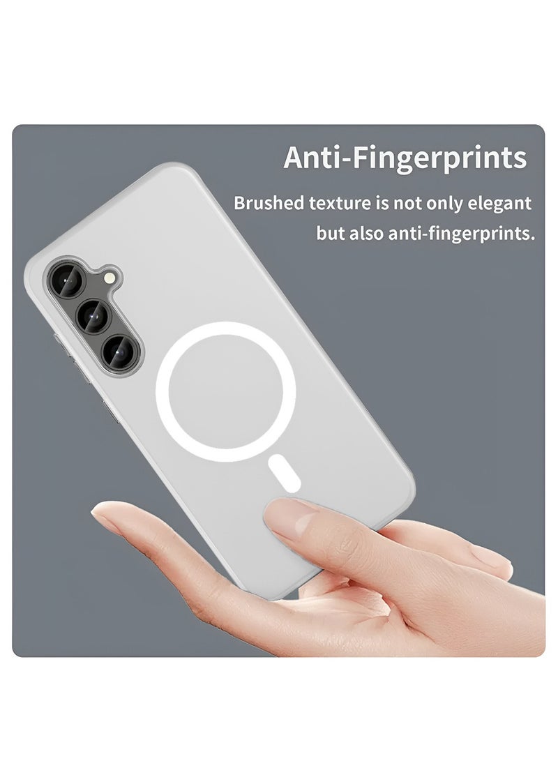 Wtech Samsung Galaxy S25 5G 2025 Syndee Series Hybrid Translucent Magsafe with Magnetic Charging Raised Camera Lips Elegant Look Case Cover - White - Image 4