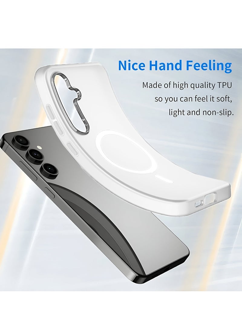 Wtech Samsung Galaxy S25 5G 2025 Syndee Series Hybrid Translucent Magsafe with Magnetic Charging Raised Camera Lips Elegant Look Case Cover - White - Image 3