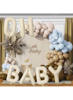Sowide 40 Inch Beige Oh Baby Letter Balloons,Large Cream White Netrual Foil Balloons For Gender Reveal Boho Baby Shower Decorations,Oh Baby Sign For Backdrop Engagement Wedding Birthday Party Decorations  - Image 4