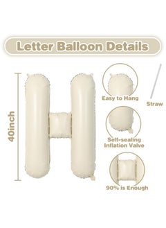 Sowide 40 Inch Beige Oh Baby Letter Balloons,Large Cream White Netrual Foil Balloons For Gender Reveal Boho Baby Shower Decorations,Oh Baby Sign For Backdrop Engagement Wedding Birthday Party Decorations  - Image 2