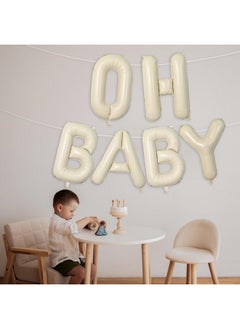 Sowide 40 Inch Beige Oh Baby Letter Balloons,Large Cream White Netrual Foil Balloons For Gender Reveal Boho Baby Shower Decorations,Oh Baby Sign For Backdrop Engagement Wedding Birthday Party Decorations  - Image 5