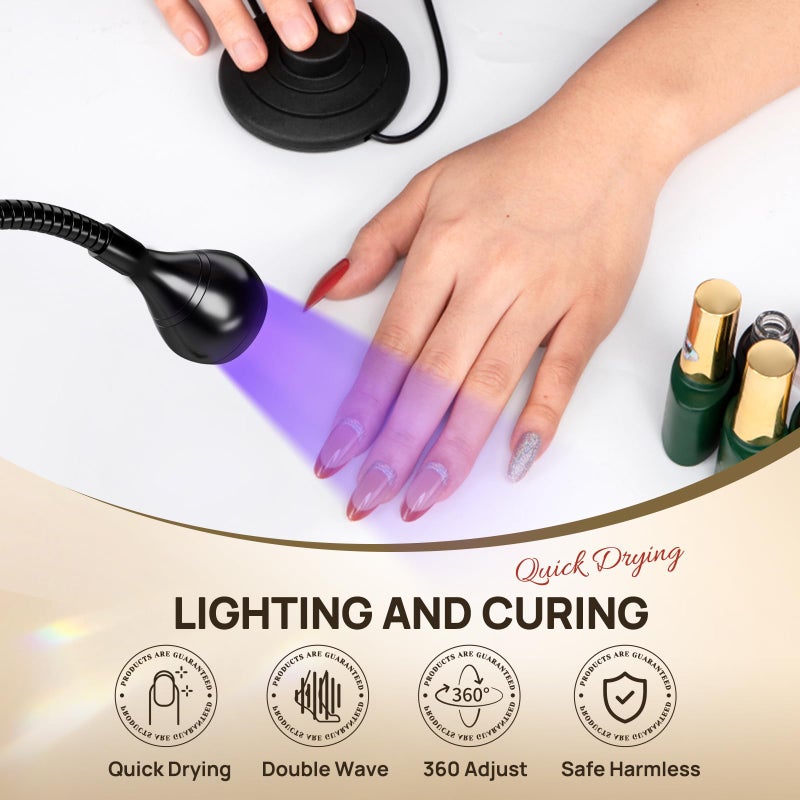 AORAEM UV LED Nail Lamp, Quick Drying UV Light for Gel Nails Foot Control LED Nail Cure Lamp, Flash Cure Light with Black Gooseneck and Clamp for Gel Nails - Image 3