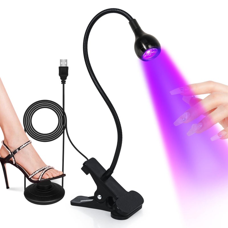 AORAEM UV LED Nail Lamp, Quick Drying UV Light for Gel Nails Foot Control LED Nail Cure Lamp, Flash Cure Light with Black Gooseneck and Clamp for Gel Nails - Image 1