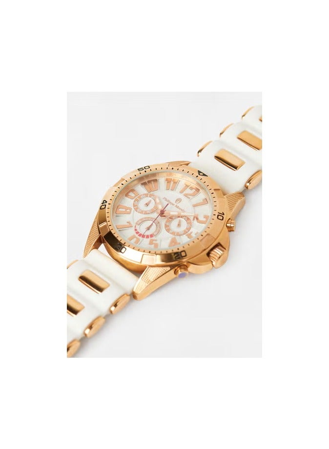 فيليب مورالي ساعة فيليب مورالي كرونوغراف بسوار مطاطي RC1455RWW - 45.5 مم - بيضاء - Image 2