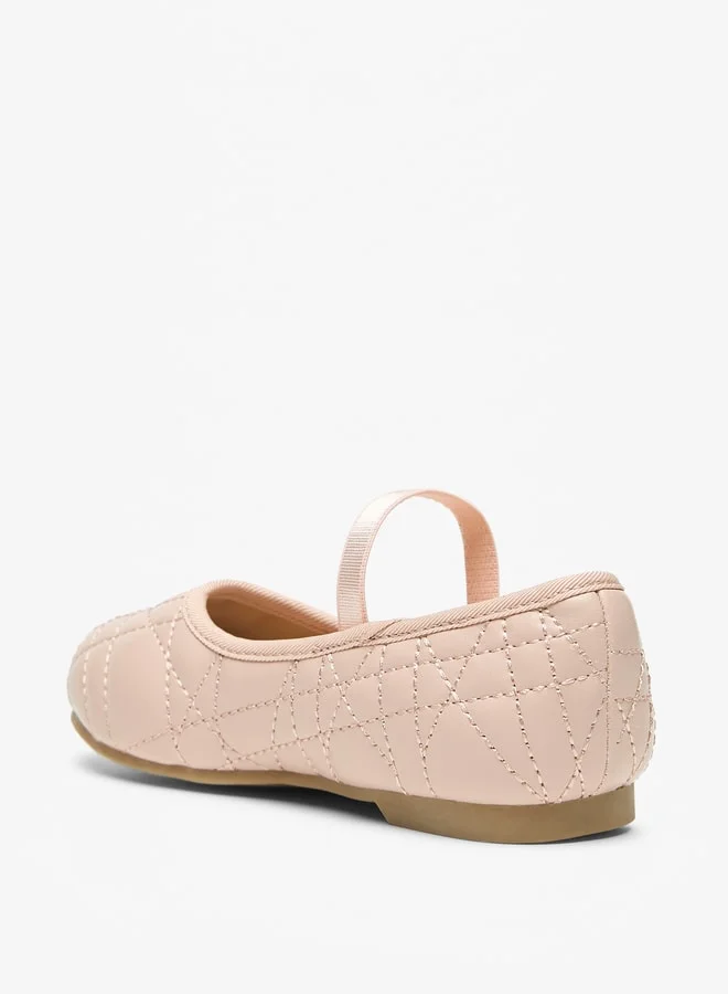 جونيورز Girls Textured Round Toe Ballerinas With Embellished Accent
