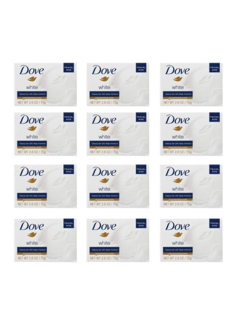Dove عبوة من 12 صابون بار بحجم السفر مع كريم مرطب أبيض 75 جرام