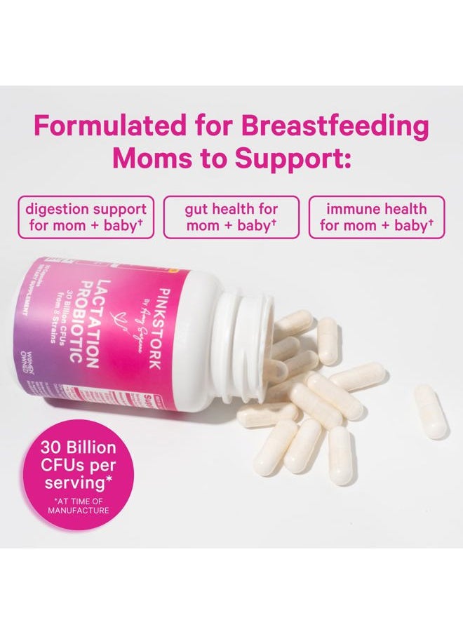 Pink Stork Lactation Probiotic - 30 Billion CFUs Multi Strain Postnatal Probiotics for Breastfeeding Women - Support Breast Milk & Gut Health, Postpartum Essentials, 30 Capsules  - Image 2