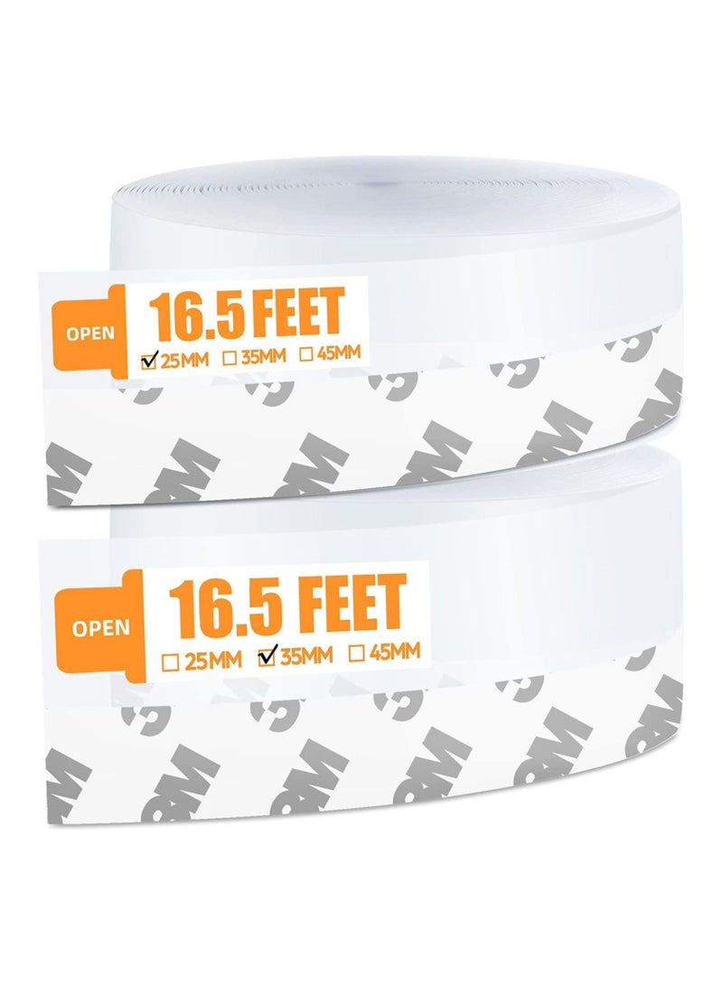 Captaintech 2 Rolls 33 Feet Door Weather Stripping Silicone Seal Strip Window Sealing Tape for Draft Stopper Adhesive Doors Windows and Shower Glass Gaps- Width 1'' 1.4'' - Image 1