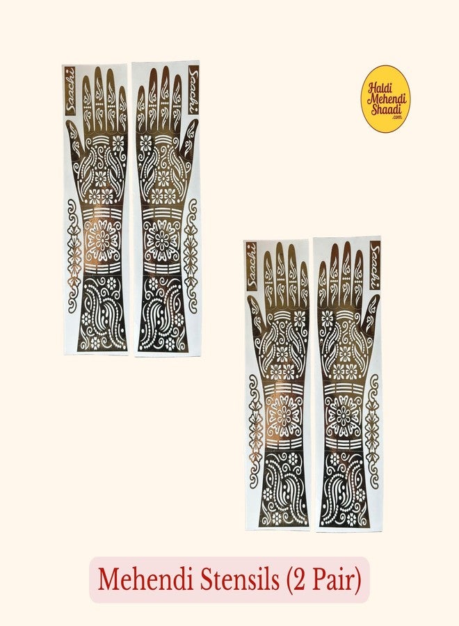 Haldi Mehendi Shaadi 2 Pairs (27 cm Length) Full Hand Henna Mehndi Hand Stencil Template, Traditional Floral Design, Free Size Easy-to-Use Mehendi Sticker | Intricate Bridal Designs Perfect for Shaadi, Nikaah, Festivals, Eid (DIY) - Image 4