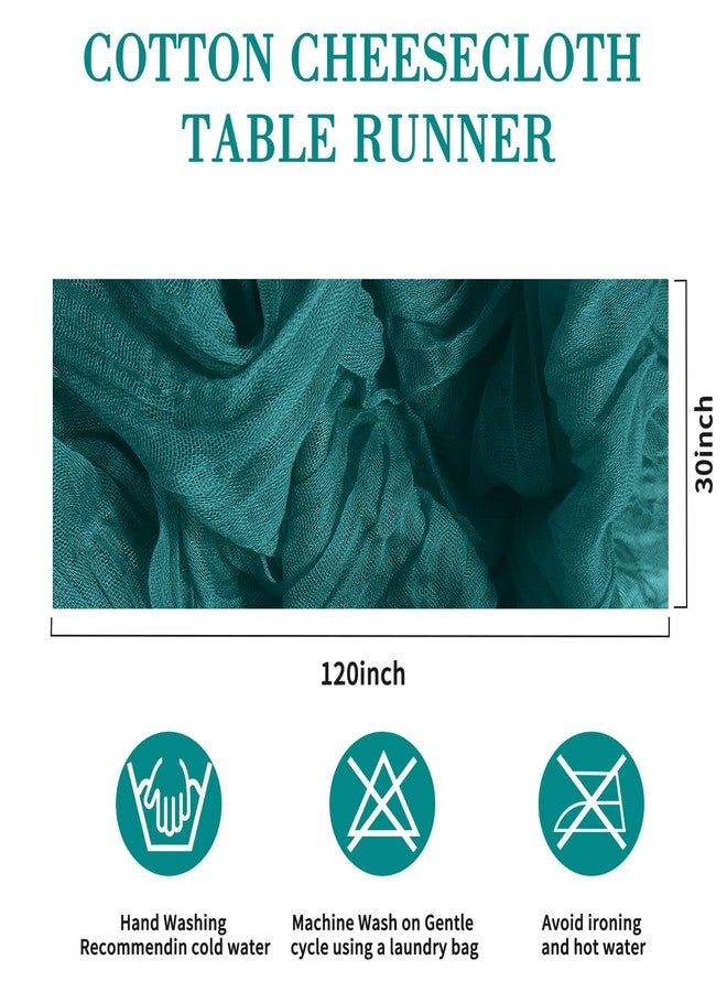 Herda 120inch Teal Cheesecloth Table Runners - 10Ft Long Cotton Dark Teal Gauze Table Runner Teal Blue Table Decor for Weddings Bridal Parties and Baby Showers Decoration- Elegant Turquoise Table Cloth - Image 3