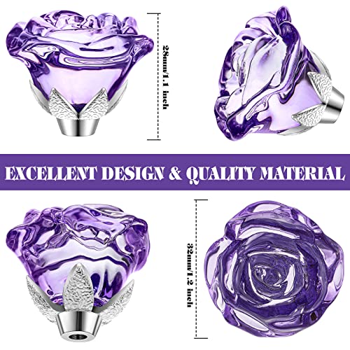 Youyole 10 Pcs Dresser Crystal Knobs 30mm Glass Pull for Cabinets and Drawers Knobs for Dresser Drawers and Kitchen(Rose Flower Style) - Image 4