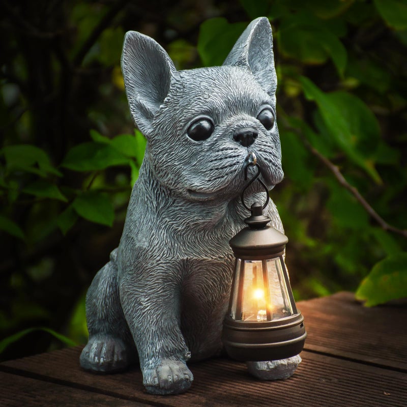 Qwifyu Solar Dog Outdoor Garden Statue with LED Light - Lawn Decor Dog Statue for Patio, Balcony, Yard Ornament - Unique Housewarming Gifts,Birthday Gifts,Garden Gift - Image 1