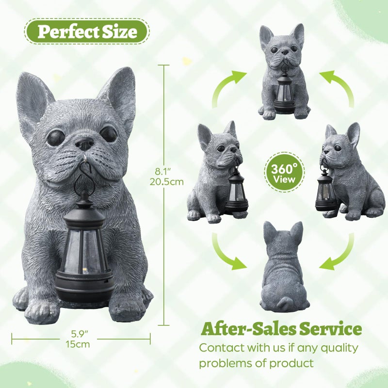 Qwifyu Solar Dog Outdoor Garden Statue with LED Light - Lawn Decor Dog Statue for Patio, Balcony, Yard Ornament - Unique Housewarming Gifts,Birthday Gifts,Garden Gift - Image 3