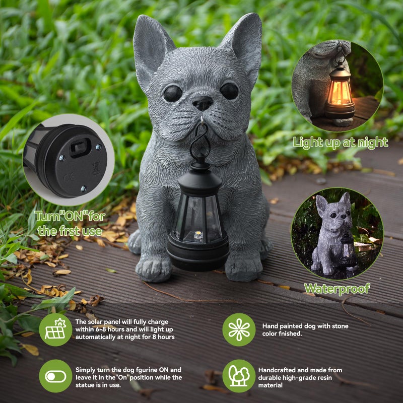 Qwifyu Solar Dog Outdoor Garden Statue with LED Light - Lawn Decor Dog Statue for Patio, Balcony, Yard Ornament - Unique Housewarming Gifts,Birthday Gifts,Garden Gift - Image 4