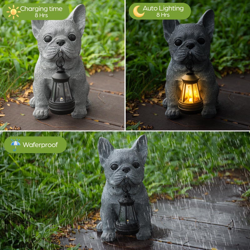 Qwifyu Solar Dog Outdoor Garden Statue with LED Light - Lawn Decor Dog Statue for Patio, Balcony, Yard Ornament - Unique Housewarming Gifts,Birthday Gifts,Garden Gift - Image 5