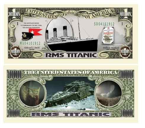American Art Classics Titanic Commemorative Million Dollar Bill Limited Edition Collectible Novelty Dollar Bill in Currency Holder Best Gift - Image 1
