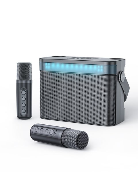 Karaoke singing U segment Bluetooth KTV dual microphone audio machine with screen and rhythm light