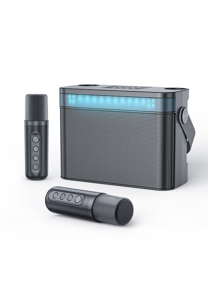 Karaoke singing U segment Bluetooth KTV dual microphone audio machine with screen and rhythm light