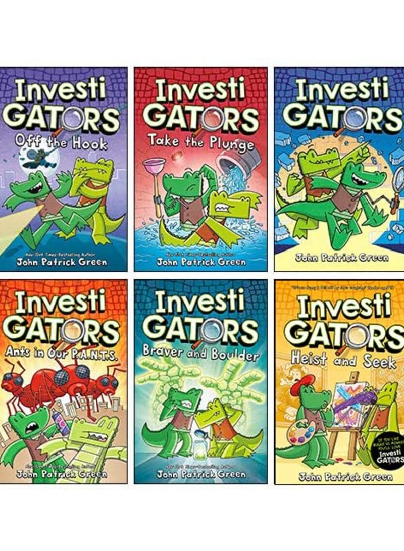 InvestiGators Series 6 Books Collection Set By John Patrick Green (Off the Hook, Braver and Boulder, Heist and Seek - Image 1
