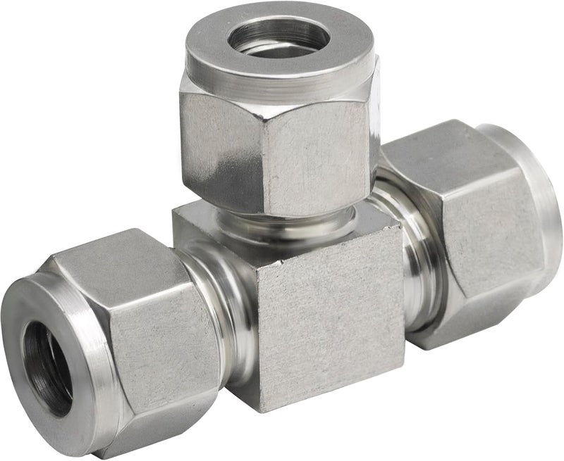 Goldpea Stainless Steel 304 Compression Tee Tube Fitting 1/2" OD x 1/2" OD x 1/2" OD, Comp T-fitting 3 Ways Connector, Pack of 2 - Image 2