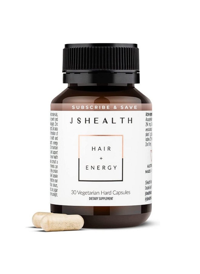 JSHealth تركيبة فيتامينات الشعر والطاقة؛ فيتامينات نمو الشعر؛ فيتامينات الشعر للنساء والرجال؛ مكملات الزنك واليود لنمو الشعر؛ مكملات تساقط الشعر؛ (30 كبسولة) - Image 1