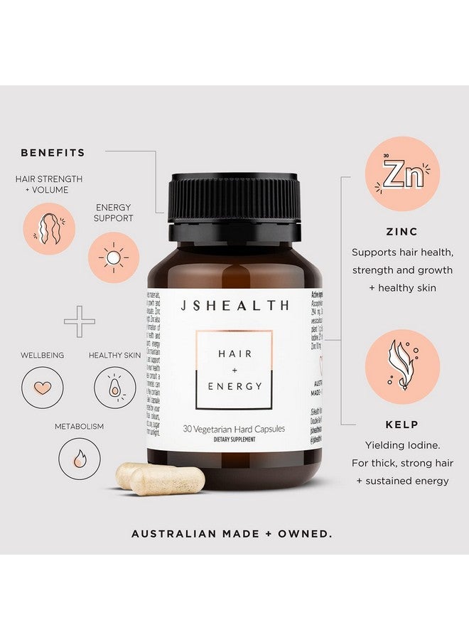 JSHealth تركيبة فيتامينات الشعر والطاقة؛ فيتامينات نمو الشعر؛ فيتامينات الشعر للنساء والرجال؛ مكملات الزنك واليود لنمو الشعر؛ مكملات تساقط الشعر؛ (30 كبسولة) - Image 4