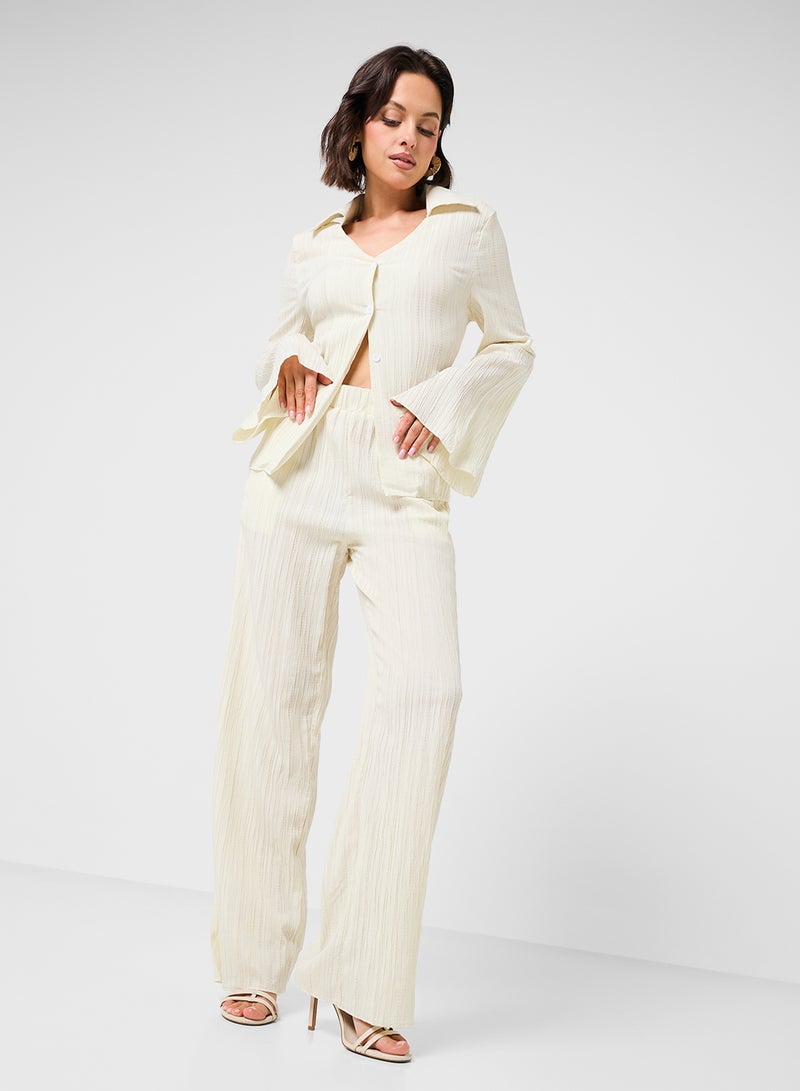 جينجر طقم قميص وبنطلون بأزرار بليسيه - Image 1