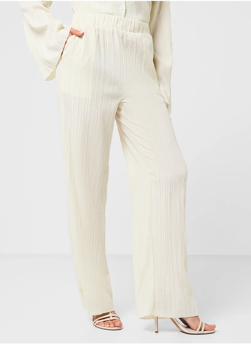 Ginger Plisse Button Down Shirt & Pant Set
