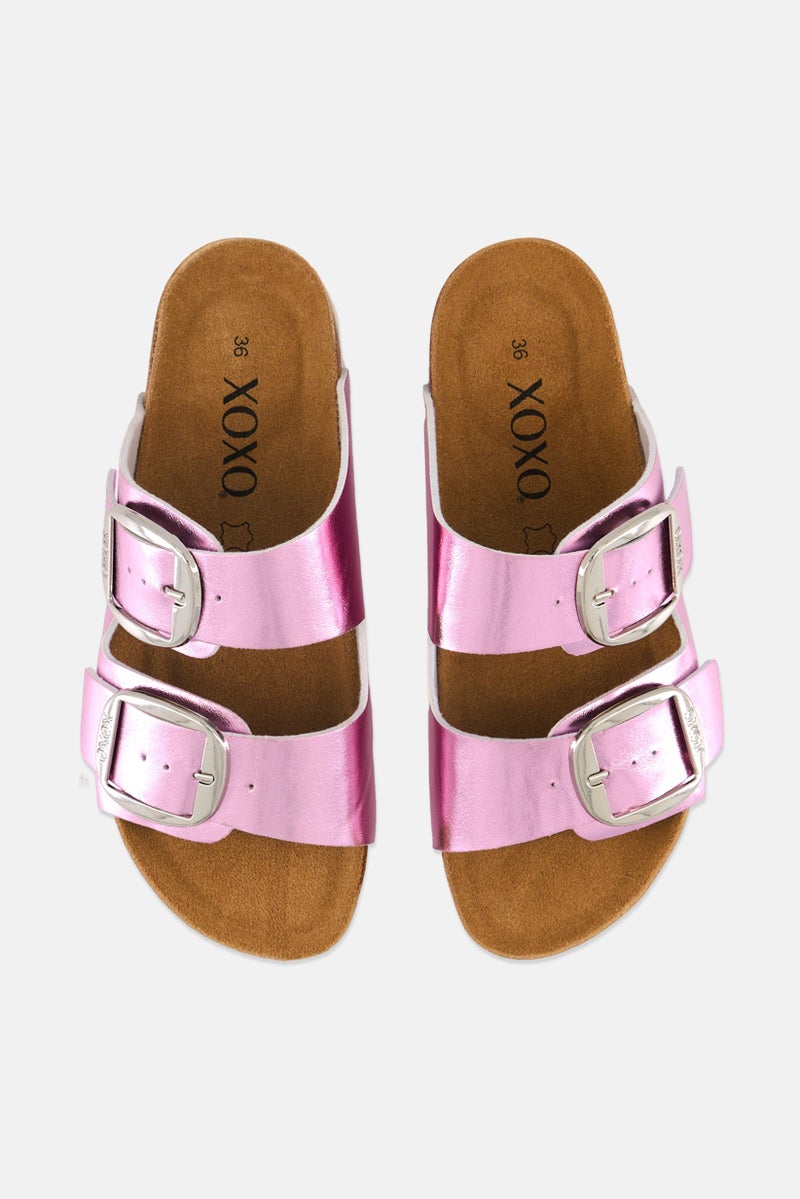 XOXO Women Slip On Cork Sandals, Pink - Image 3