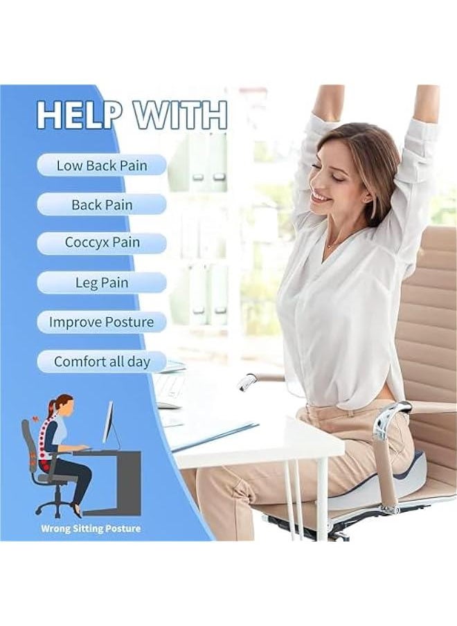 HOOKOR Memory Foam Seat Cushion, Office Chair Seat Cushion,Car Seat Cushion,Wheelchair Seat Cushion for Relief Sciatica and Tailbone Back Pain Relief,for Long Sitting, Office Workers,Driver  - Image 2