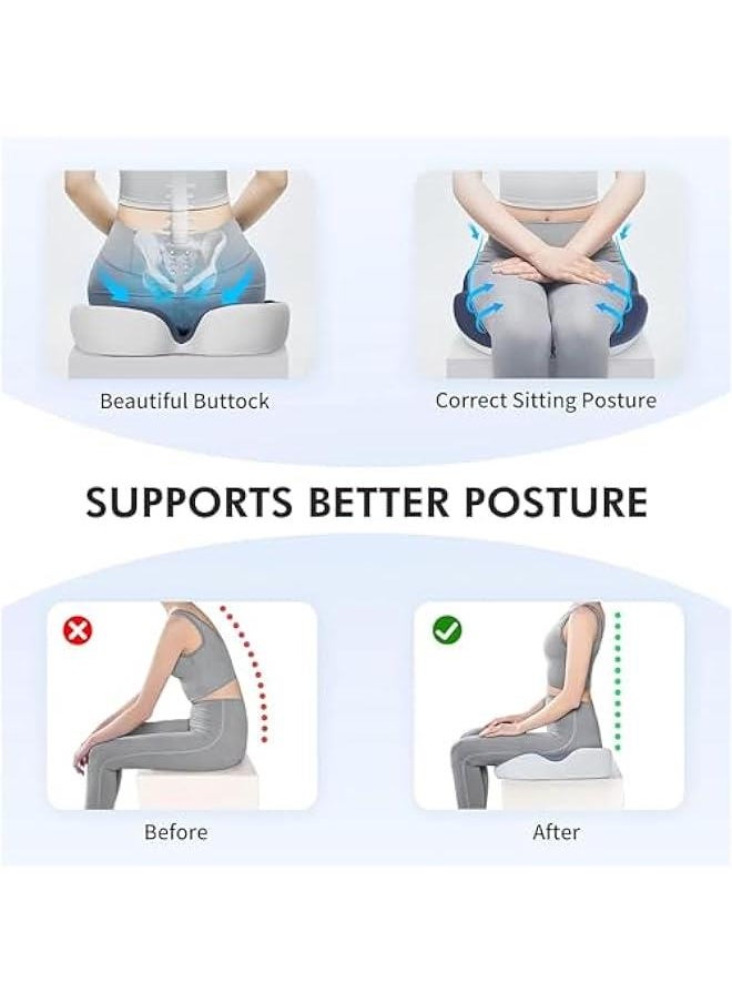 HOOKOR Memory Foam Seat Cushion, Office Chair Seat Cushion,Car Seat Cushion,Wheelchair Seat Cushion for Relief Sciatica and Tailbone Back Pain Relief,for Long Sitting, Office Workers,Driver  - Image 3