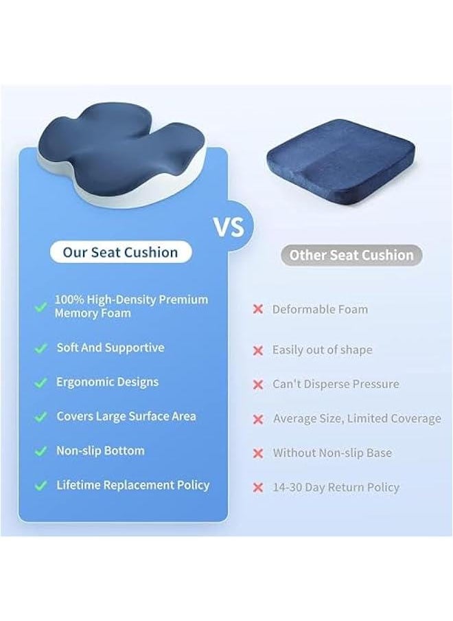 HOOKOR Memory Foam Seat Cushion, Office Chair Seat Cushion,Car Seat Cushion,Wheelchair Seat Cushion for Relief Sciatica and Tailbone Back Pain Relief,for Long Sitting, Office Workers,Driver  - Image 5