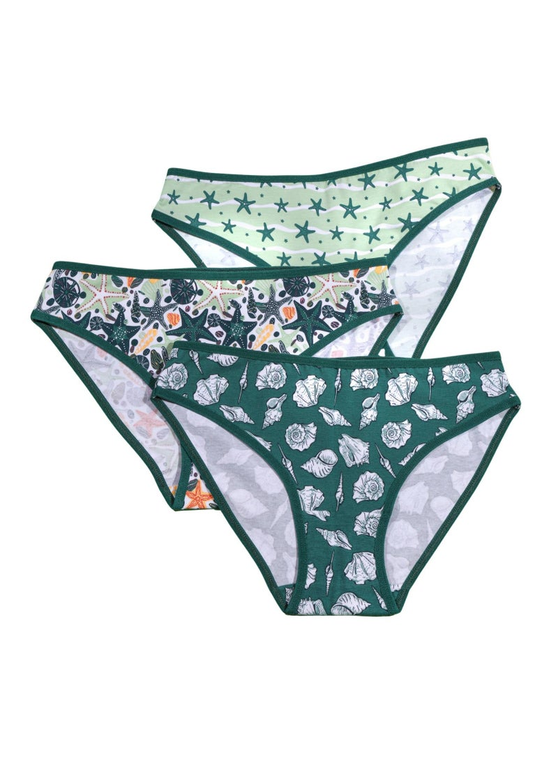 School Pack of 6 Printed Multicolor Cotton Bikini Panties for women - Image 4