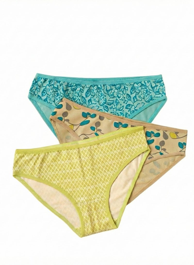 School Pack of 6 Printed Multicolor Cotton Bikini Panties for women - Image 3