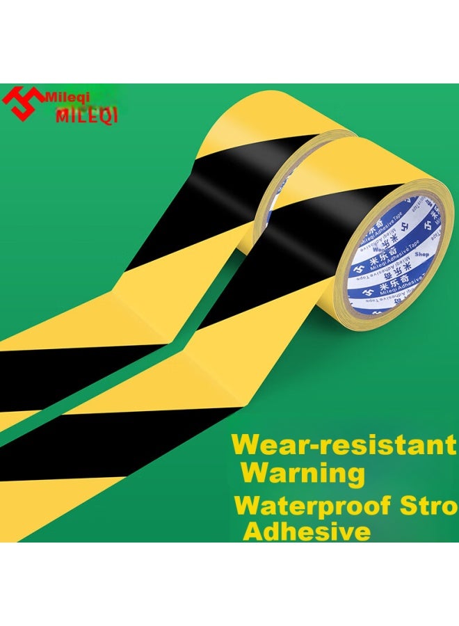 Miloch Mileqi Pvc Black And Yellow Warning Tape Zebra Crossing Caution Tape Fire Landmark Sticker Line Ground Protection Film Special Sign Tape Black And Yellow - 4.8Cm*33M Long*5 Rolls - Image 2