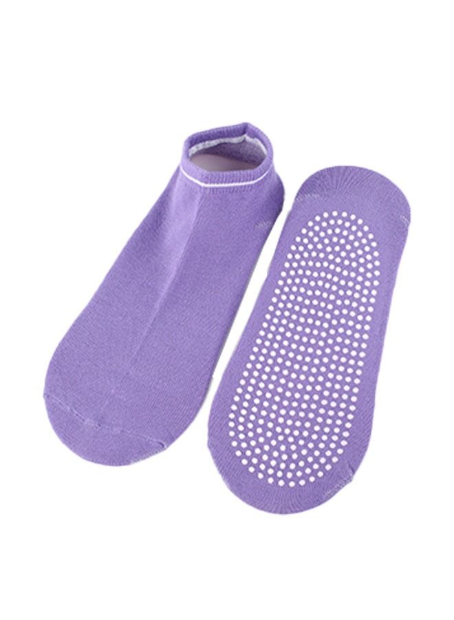Ant 2 Pairs Non Slip Skid Socks for Women, Short Cotton Anti-Skid Socks for Show Athletic Pilates Ballet Barre Yoga Socks (Purple &Pink) - Image 5