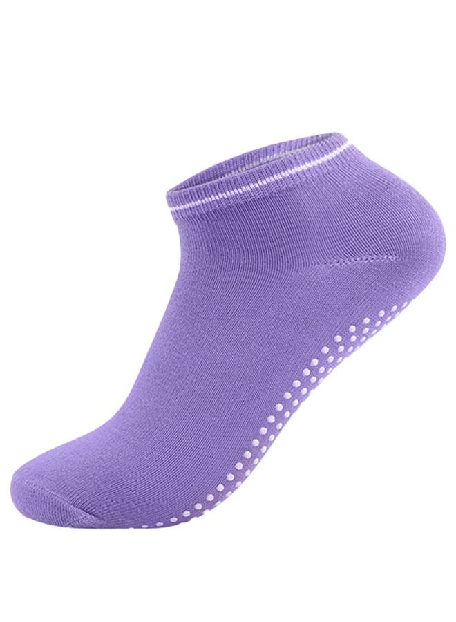 Ant 2 Pairs Non Slip Skid Socks for Women, Short Cotton Anti-Skid Socks for Show Athletic Pilates Ballet Barre Yoga Socks (Purple &Pink) - Image 4