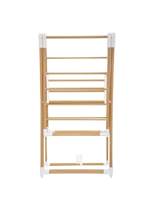 Five Simply Smart Bara Wood-Effect Folding Winged Clothes Airer Brown and White 90 x 51 x 138 cm 157389 - Image 2