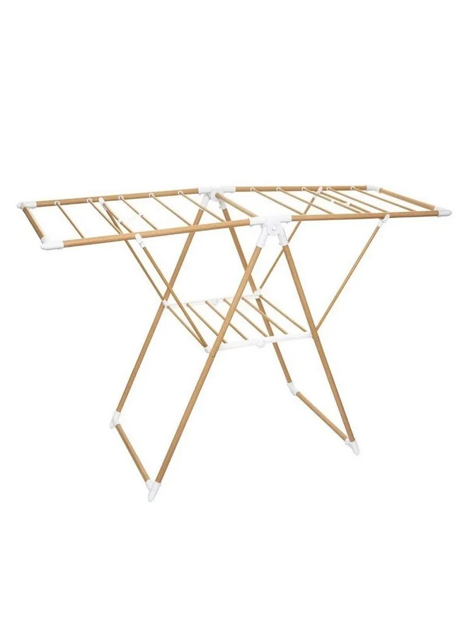 Five Simply Smart Bara Wood-Effect Folding Winged Clothes Airer Brown and White 90 x 51 x 138 cm 157389