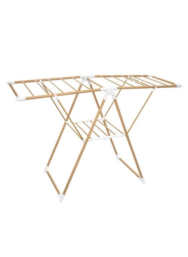 Five Simply Smart Bara Wood-Effect Folding Winged Clothes Airer Brown and White 90 x 51 x 138 cm 157389 - Image 1