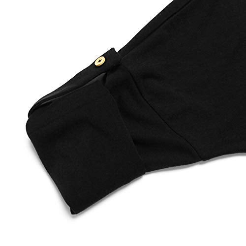 PESION Womens Off The Shoulder Tops Sexy Shiny Shirts Long/Short Sleeves Fashion Graphic T-Shirts Blouses, Black+ Gold X-Large - Image 3