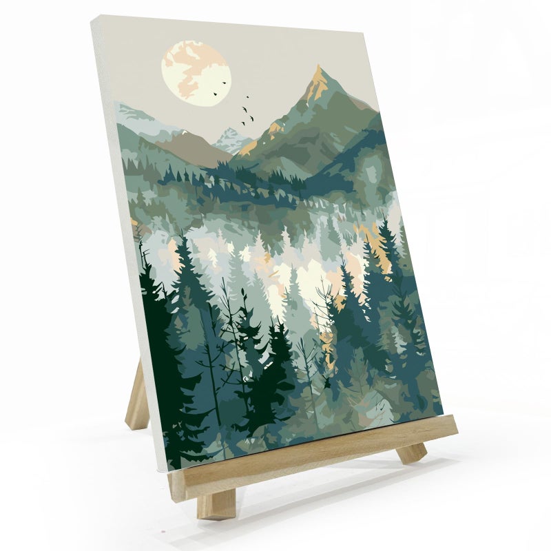 JOOZ Mountain Paint by Number for Adults, Paint by Numbers Kit for Adults with Frame, DIY Mountain Landscape Paint by Number Kits Framed Canvas, Oil Painting Kit for Home Wall Decor 8 x 12 Inch - Image 1