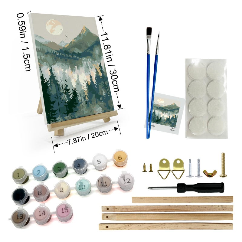 JOOZ Mountain Paint by Number for Adults, Paint by Numbers Kit for Adults with Frame, DIY Mountain Landscape Paint by Number Kits Framed Canvas, Oil Painting Kit for Home Wall Decor 8 x 12 Inch - Image 2