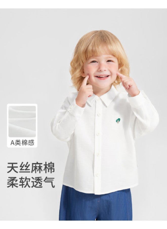 Baby White Shirt Boys Spring/autumn Shirts 2025 New Girls Children Spring/autumn Clothing - Image 1