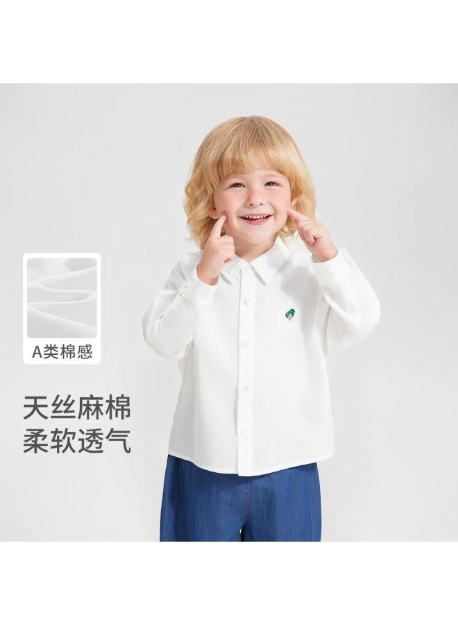 Baby White Shirt Boys Spring/autumn Shirts 2025 New Girls Children Spring/autumn Clothing - Image 2