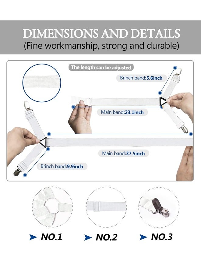أشرطة تثبيت ملاءات سرير مرنة قابلة للتعديل تناسب الأسرة المزدوجة، والملكية، والملكية الكبيرة، والأسرة المفردة، مع مشابك تثبيت ملاءات متقاطعة بستة اتجاهات، وأشرطة تثبيت للمراتب المستديرة والمربعة. - Image 2